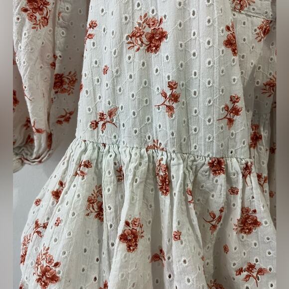 Maia Bergman Floral Ines Dress S Eyelet Wrap Pink White Travel Beach Bridal Grad - Picture 7 of 10
